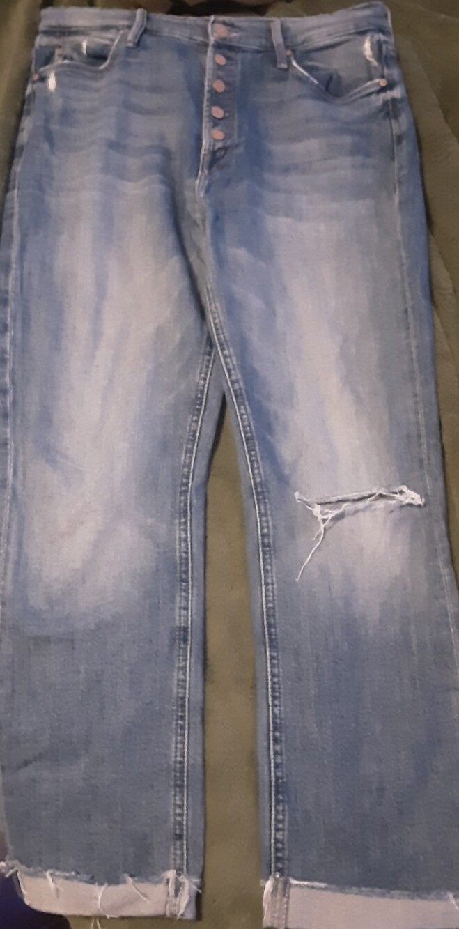 Mother New Lt Blue Jeans, Button Fly, Frayed Edge/ Distressed, Raw Hem 29 - Picture 3 of 10